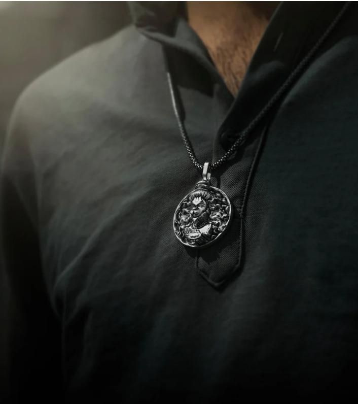 Hanuman Ji Pendant | Oxodaised Silver Chain