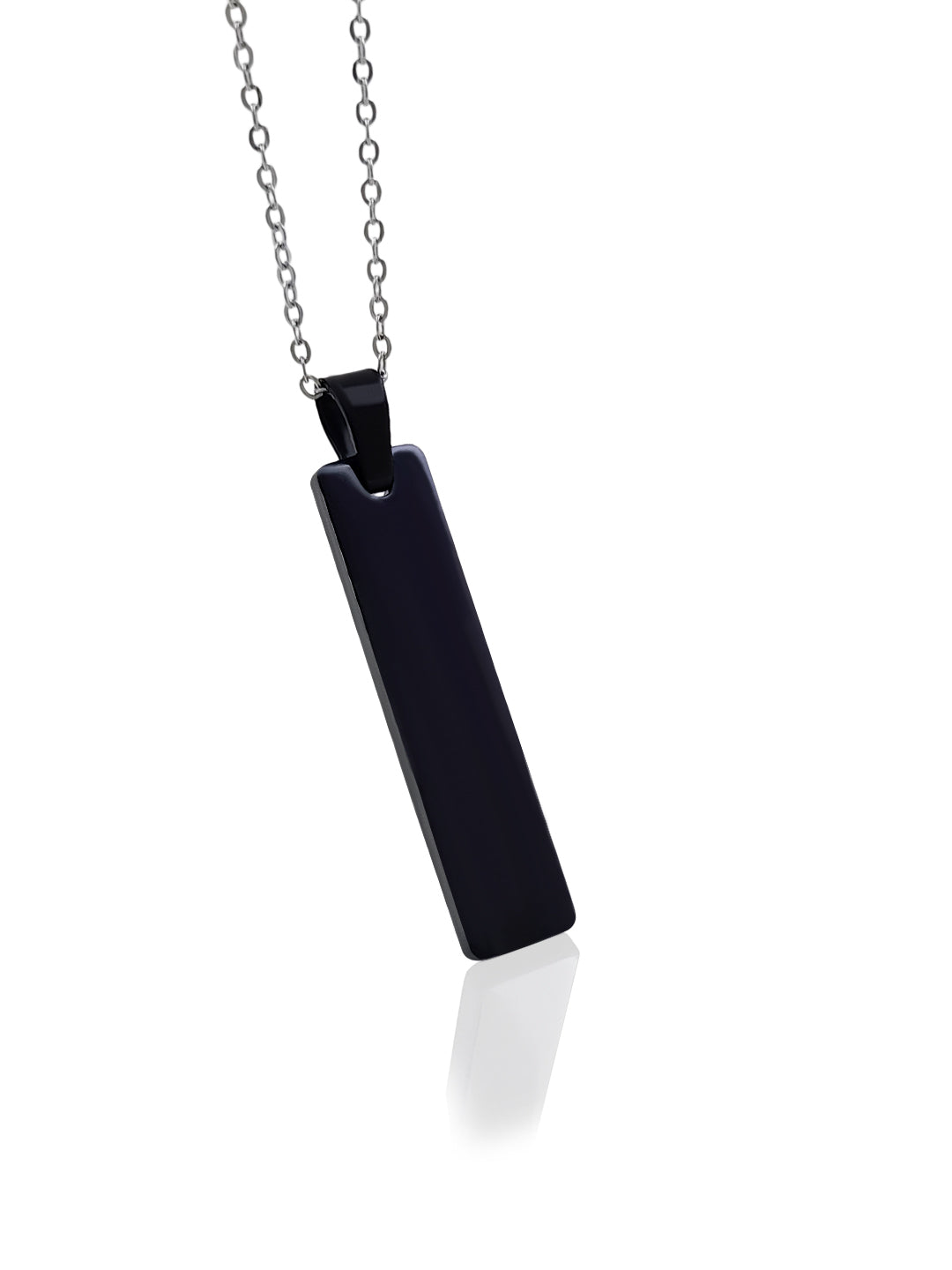 Black SS Vertical Bar Pendant | Adjustable Necklace chain